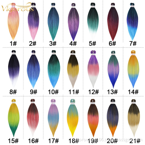 Vigorous wholesalers soft bulk new ombre jumbo  hair pre stretch synthetic braiding hair extensions for african hair